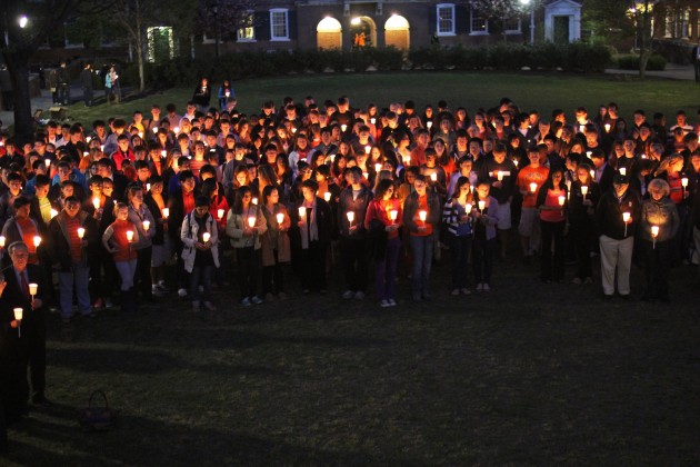 A vigil held in the Davenport courtyard Thursday night honored the life of Zachary Brunt ’15, who was found dead in a physics lab Wednesday afternoon.