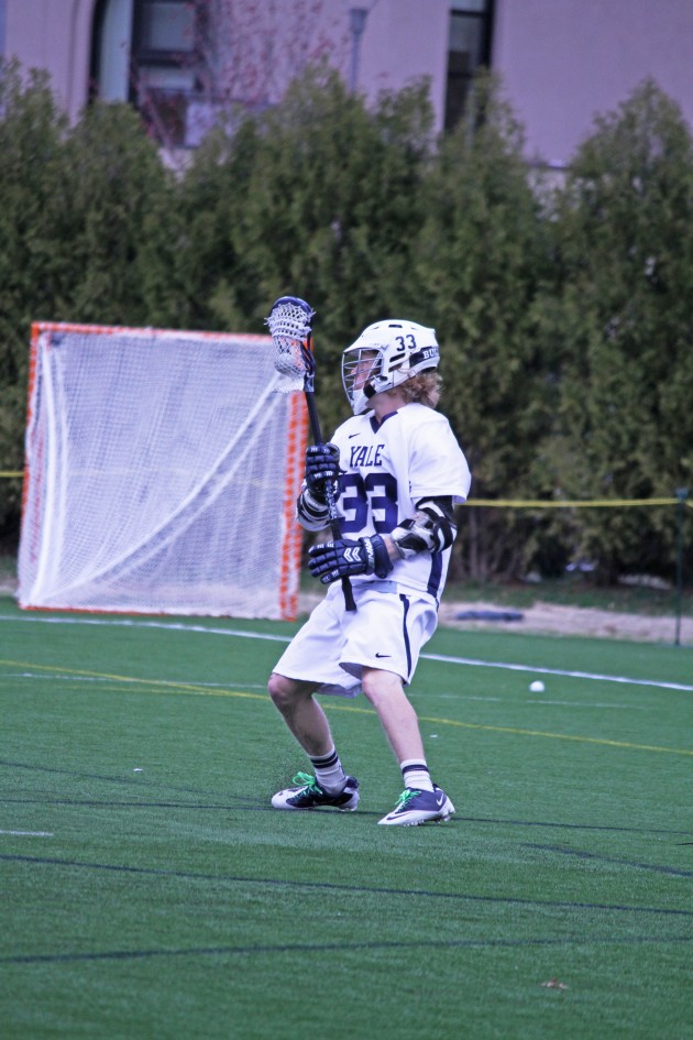 Attackman Matt Gibson ’12 has scored 14 goals in the Bulldogs’ last four games. against Stony Brook on Monday, he notched two goals and took 11 shots. No. 20 Yale faces No. 19 Bryant tonight.
