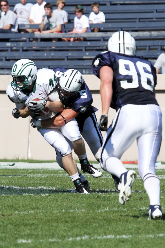 Linebacker Will McHale ’13, (5) who has 133 career tackles at Yale, had his captaincy suspended after an altercation at Toad’s. The team will not elect a new captain this season, head coach Tony Reno said.
