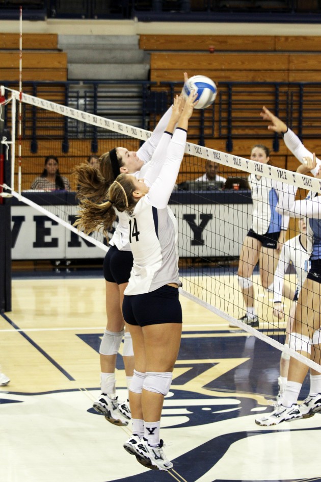 Setter Kendall Polan ’14 (14) was Ivy League Player of the Year last season and led the league in assists with 10.69 per set. With most of last year's Ivy League championship team returning, Yale promises to contend for the top spot again this season.