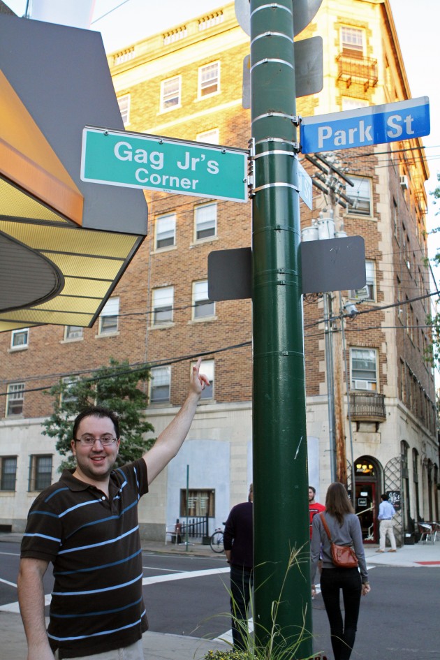 Last year, the corner of Park and Chapel Streets was renamed Gag Jr.’s Corner, in honor of businessman Vincent Gagliardi Jr., the namesake of the liquor shop. Before such changes are approved by the Board of Aldermen, petitioners must gather 250 signatures, two-thirds from neighborhood residents.