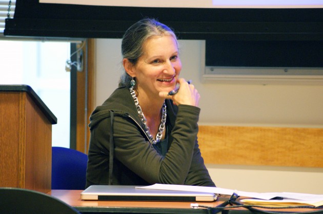 Stanford professor Karen Wigen joined a Monday workshop on Japanese cartography.