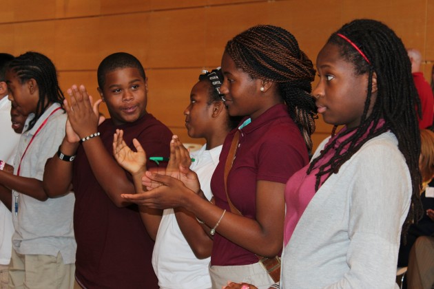 Seventh graders at a dozen middle schools in New Haven, Waterbury and East Hartford will benefit from a new scholarship and college preparatory program announced Wednesday called GearUp.