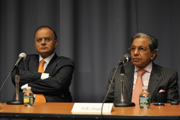 Arun Jaitley, left, and Nand Kishore Singh, members of India’s leading opposition parties, spoke about the issues confronting their nation’s development at Luce Hall Sunday afternoon.