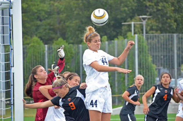 Midfielder Murial Battaglia ’15 headed in her third goal of the season in Saturday’s game against Princeton.