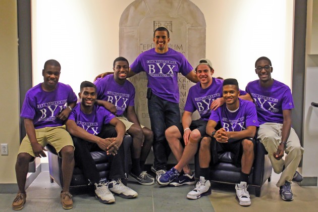 The eight founding members of the Yale chapter of BYX, with the president, Victor Hicks ’15, pictured in the center. The new student organization may already be in violation of the University’s anti-discrimination policy.