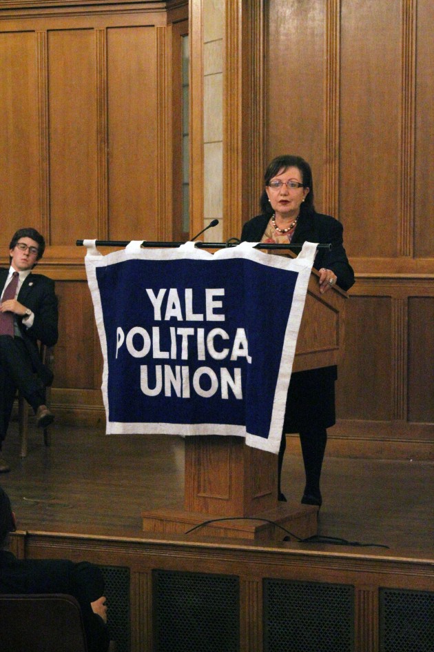 Political science professor Seyla Benhabib GRD ’77 participated in the YPU debate, “Resolved: Yale should be run as a business coproation.”