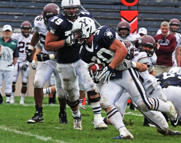 Running back Tyler Varga ’16 leads the Bulldogs and is third in the Ivy League this year with an average of 106.3 rushing yards per game.