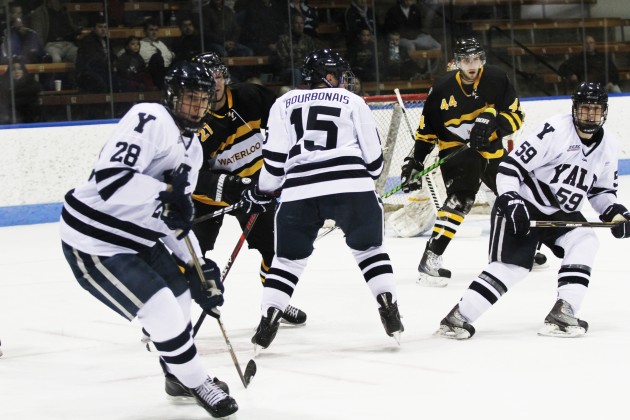 Forward Clinton Bourbonais ’14 assisted both goals scored by forward Antoine Laganiere ’13 in Yale’s 2–2 draw against Dartmouth on Friday.