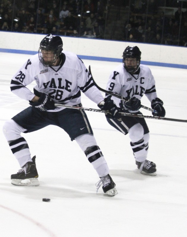 Antoine Laganiere ’13 scored two of the team’s four goals on Friday.