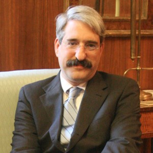 Peter Salovey, pictured with his mustache, after University President Richard Levin appointed him to the provostship a year ago.