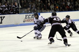 Forward Mark Arcobello ’10 has seven goals and 10 assists so far this season. He and the Bulldogs will host No. 18 Union and Rensselaer this weekend, starting with the Dutchmen tonight.