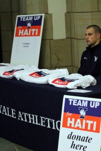 Stations to buy T-shirts and donate money for Haiti relief efforts are at every home game for the Bulldogs.