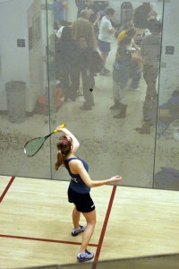 Sarah Toomey ’11 plays a ball yesterday against Harvard in her 3–0 win over June Tiong.