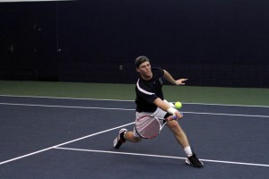 Captain Conor Dawson ’10 defeated Brown’s Tim Klanke in straight sets Saturday in the No. 5 singles. He also won in the doubles match.