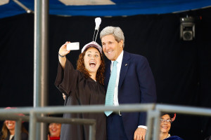 Ariel Kirshenbaum ’14 took a "selfie" with Kerry during her speech. 