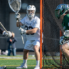 Starr minding the net in a game versus Dartmouth