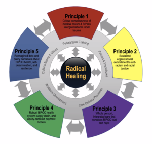 A diagram showing the different steps towards racial healing, according to Powell.