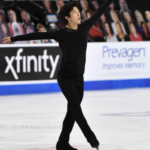 Nathan Chen skates in a competition.