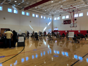 Wilbur Cross gym outfitted as a vaccination site for teachers