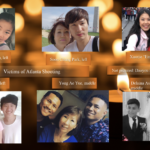 A screenshot of the AACC vigil with the names and photos of some of the victims of the Atlanta shootings