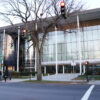 A view of SOM's Evans Hall from across Whitney Ave. in fading afternoon light.