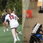 A photo of women's lacrosse players playing lacrosse