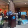 Elicker speaks at the press conference inside of City Hall.