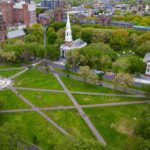 An aerial view of New Haven Green
