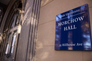 The sign on the front of Horchow Hall