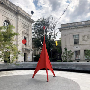 Gallows and Lollipops stands in Beinecke Plaza