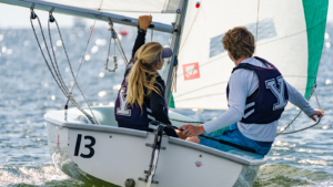 Yale sailing team members on a boat