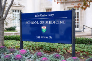 Sign that reads "Yale University, School of Medicine"